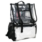 Wholesale - CLEAR BACKPACK W/BLACK TRIM & FRONT POCKET, 2 MESH SIDE POCKETS C/P 20